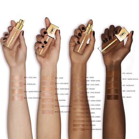 ysl glow foundation swatches|ysl foundation color guide.